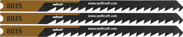 Wolfcraft - 3 decoupeerzaagbladen voor zacht hout - fijne bochtsnede - hcs-blad met u-schacht – ideaal voor zacht hout en mdf - 8035000