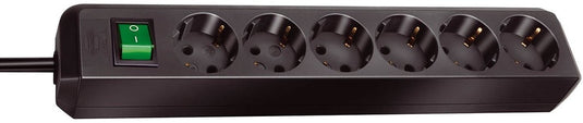 Brennenstuhl eco-line met schakelaar 6-voudig zwart 1,5m h05vv-f 3g1,5