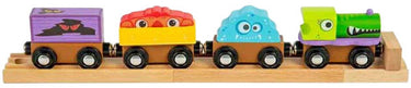 Bigjigs monster trein bjt610 - houten speelgoed trein met 3 wagons