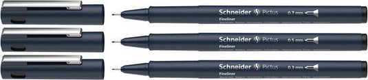 Schneider schrijfwaren schneider fineliner - pictus - zwart - 3 lijnbreedtes - s-197593