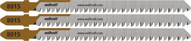 Wolfcraft - 3 decoupeerzaagbladen voor spaanplaat - 60mm - fijne snede - hcs-blad met t-schacht - 8015000