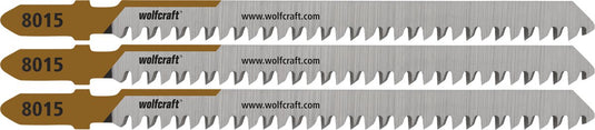 Wolfcraft - 3 decoupeerzaagbladen voor spaanplaat - 60mm - fijne snede - hcs-blad met t-schacht - 8015000