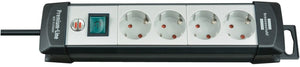 Brennenstuhl premium-line stekkerdoos 4-voudig zwart lichtgrijs 1,8m h05vv-f 3g1,5