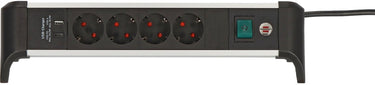 Brennenstuhl alu-office-line stekkerdoos met usb power delivery usb-laadfunctie 4-voudig 1,8 m h05vv-f 3g1.5