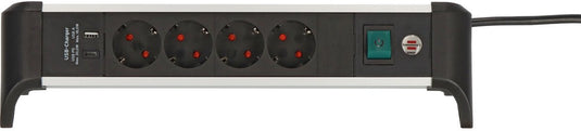 Brennenstuhl alu-office-line stekkerdoos met usb power delivery usb-laadfunctie 4-voudig 1,8 m h05vv-f 3g1.5