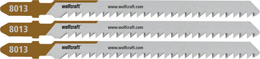 Wolfcraft - 3 decoupeerzaagbladen voor mdf - 65mm fijne snede - hcs-blad met t-schacht - hout - 8013000