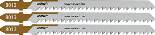 Wolfcraft - 3 decoupeerzaagbladen voor mdf - 65mm fijne snede - hcs-blad met t-schacht - hout - 8013000