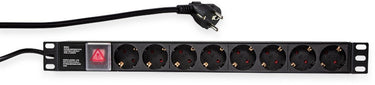 Logilink stekkerdoos - 8 voudig met schakelaar - 2 meter snoer - max. 3500watt - 16a - geschikt voor 19 rack of losse montage