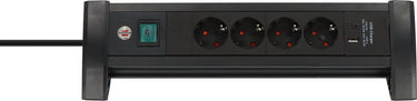 Brennenstuhl premium office-line stekkerdoos met 4 stekkerdozen met usb c pd 30w en usb a 18w (made in germany, verdeeldoos met 1,8m kabel en schakelaar, stekkerblok ideaal voor op het bureau)