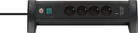 Brennenstuhl premium office-line stekkerdoos met 4 stekkerdozen met usb c pd 30w en usb a 18w (made in germany, verdeeldoos met 1,8m kabel en schakelaar, stekkerblok ideaal voor op het bureau)