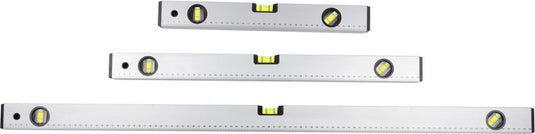 Kinzo waterpassen - waterpas set 40 60 100 cm - 0° 45° 90° - aluminium - grijs