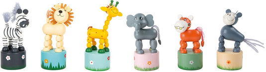 Small foot - houten drukfiguur wilde dieren, set van 6
