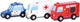 Woet ® houten voertuigenset - 3 speelgoed auto's - politie, brandweer en ambulance - speelgoedvoertuigen hulpdienst - vanaf 18 maanden