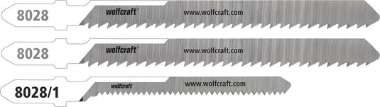 Wolfcraft - polycarbonaat golfplaat decoupeerzaagbladen - 3 stuks - fijne rechte en bochtsnede - hcs- en bim met t-schacht – speciaal voor polycarbonaat platen - 8028000