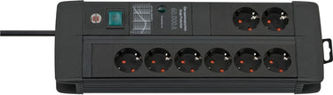 Brennenstuhl premium-line 60.000 a stekkerdoos met overspanningsbeveiliging 8-voudig duo zwart 3m h05vv-f 3g1,5