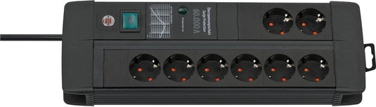 Brennenstuhl premium-line 60.000 a stekkerdoos met overspanningsbeveiliging 8-voudig duo zwart 3m h05vv-f 3g1,5