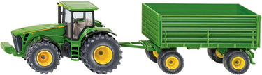 Siku 1953, john deere tractor met hanger, schaal 1:50, metaal kunststof
