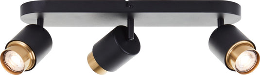 Brilliant covelo - plafondspot - gu10 3x5w - 3000k - zwart goud