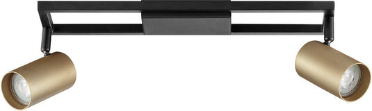 Brilliant salor - plafondlamp - gu10 2x5w - 350lm - 3000k - dimbaar - zwart goud