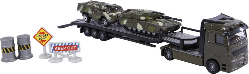 Load image into Gallery viewer, 2-play militair transport diecast - vrachtwagen met tanks - 7-delig
