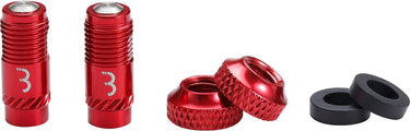 Bbb cycling corecap - universele ventiel upgrade set - 300% meer luchtstroom - geschikt voor alle pompen - presta naar schrader formaat - 2 stuks - rood - bti-165