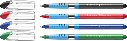 Schneider schrijfwaren schneider balpen - slider basic - penpunt xb - etui a 4 stuks (3+1 gratis) - s-151294