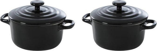 Bk bourgogne cocotte ø 10 cm - 2 stuks - zwart - oven