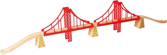 Bigjigs houten rails - dubbele hangbrug, 7dlg.