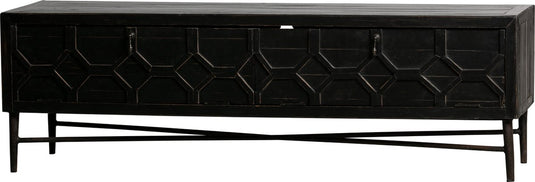 Woood bequest tv meubel salon tafel - mangohout - zwart - 50x160x45 cm