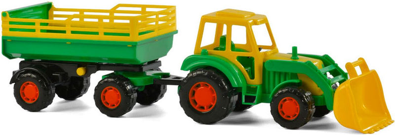 Load image into Gallery viewer, Cavallino tractor met voorlader en aanhanger groen
