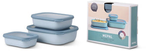 Mepal - multikom cirqula vershouddoos set - 500 + 1000 + 2000 ml - rechthoekig - nordic blue