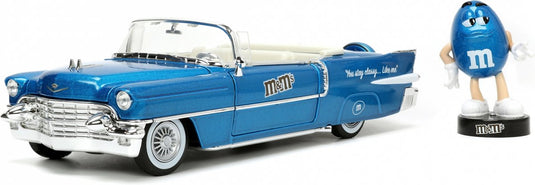 Jada toys m ms blue 1956 cadillac eldorado 1:24, auto, 13 jaar, metaal, blauw