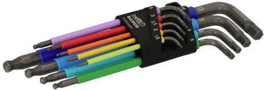 Bahco inbussleutelset 1.5 - 10 mm stiftsleutels, zeskant, lang, gefosfateerd, gekleurd, metrisch - 9-delig - c1997lm 9p