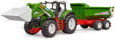 Bruder roadmax tractor met voorlader en kiepaanhanger 1:16