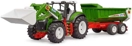 Bruder roadmax tractor met voorlader en kiepaanhanger 1:16