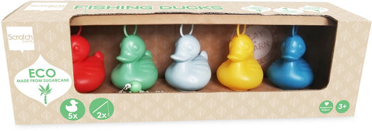 Scratch set van 5 kermiseendjes - eco - met 2 hengels - 3 jaar