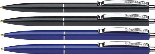 Schneider schrijfwaren schneider balpen - k15 - penpunt m - zwart blauw - blister a 4 stuks - s-73089