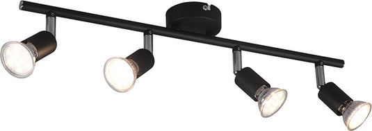 Rl live your light reality paris - spot - zwart mat - excl. 4x gu10 3 w - plafondbevestiging