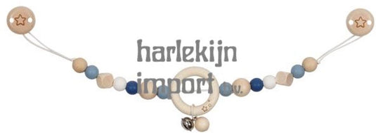 Goki houten wandelwagenketting ster blauw met clips
