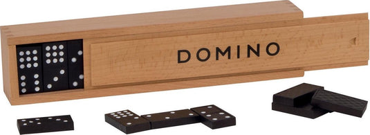 Goki spelletjes - domino - 55 blokjes - in houten kistje - 4 jaar