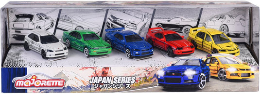 Majorette japan series die-cast auto's giftpack, 5st.