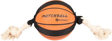 Flamingo hondenspeelgoed – matchball basketbal met touw – hondenspeelgoed – hondentouw – hond bal – honden bal – 40 cm – oranje