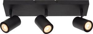Lucide amigo - plafondspot (plafondlamp) - 3xgu10 (mr16) - zwart