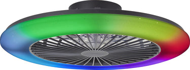 Brilliant salerno - plafondventilator - met verlichting - led 48w - 3000k-6500k - 58cm - dimbaar - zwart - zeer stil