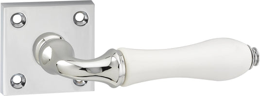 Impresso deurkruk - perth - voor binnen - vierkant met schroeven - chroom - wit - 2 stuks