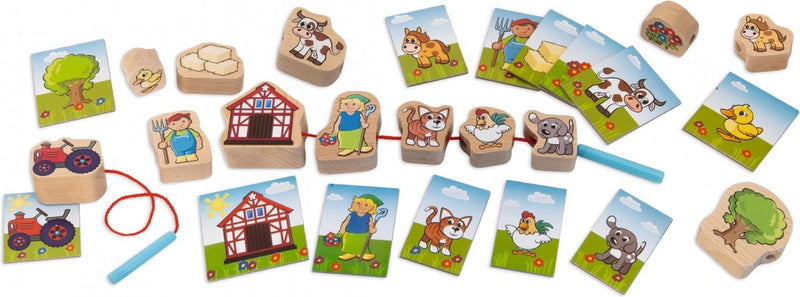 Load image into Gallery viewer, Janod houten rijgspel educatief speelgoed 13-delig multi kleuren.
