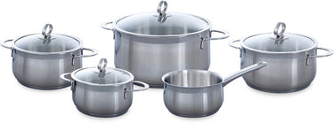 Bk excellent rvs kookpannenset 5 delig - ø16cm tot ø24cm - inductie pannenset - vaatwasserbestendig - ovenbestendig tot 230° - met deksels - maatverdeling - zilver