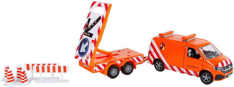 Load image into Gallery viewer, Kids globe vw transporter met pijlwagen en licht die-cast
