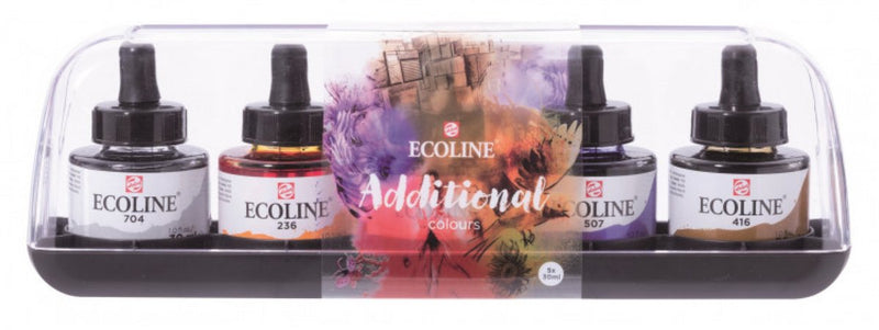 Afbeelding laden in galerijviewer, Bruynzeel ecoline vloeibare waterverf set additioneel, 5x30ml
