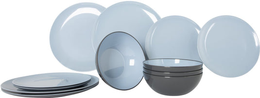 Gimex - vivid line - servies - blauw - 12-delig